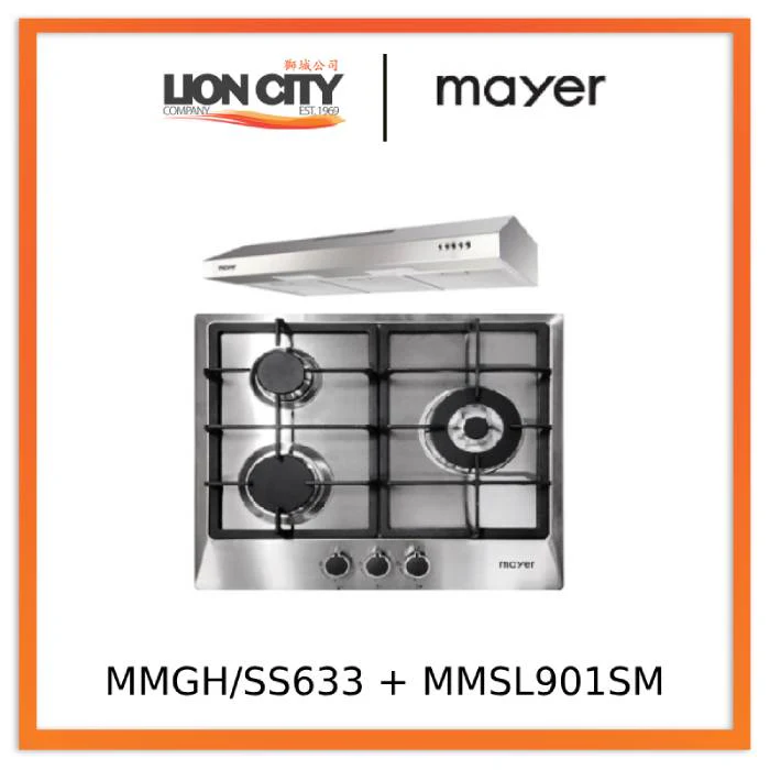 Mayer MMGH/SS633 60cm 3 Burner Glass Gas Hob + MMSL901SM 90 Cm Slimline Hood - Image 3