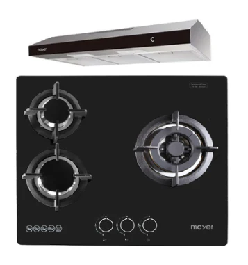Mayer MMGH/SS633 60cm 3 Burner Glass Gas Hob + MMSL902BE  90cm Slimline Hood - Image 2