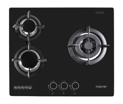 Mayer MMGH/SS633 60cm 3 Burner Glass Gas Hob +  MMTH90 Telescopic Hood - Image 5
