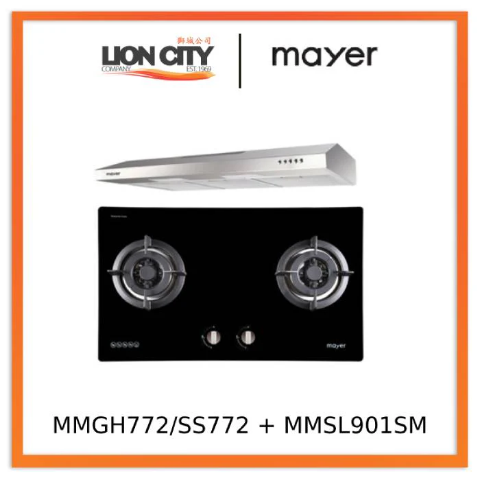 Mayer MMGH772/SS772 Built-In Gas Hob + MMSL901SM 90 cm Slimline Hood