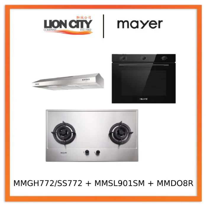 Mayer MMGH772/SS772 Built-In Gas Hob + MMSL901SM 90 cm Slimline Hood + MMDO8R 60 cm Built-in Oven with Smoke Ventilation - Image 3