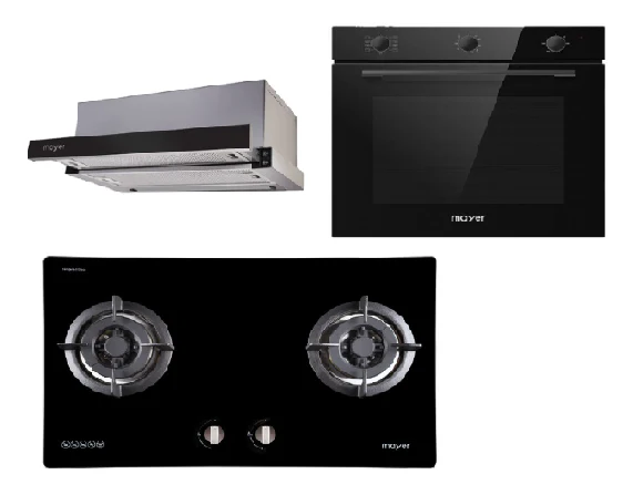 Mayer MMGH772/SS772 Built-In Gas Hob + MMTH90 Telescopic Hood (90CM) + MMDO8R 60 cm Built-in Oven with Smoke Ventilation - Image 2