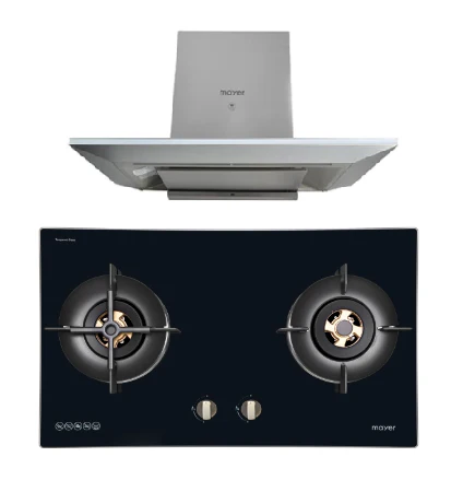 Mayer MMGH7721HI 76cm 2 Burner Glass Gas Hob + MMCH905 90cm Chimney Hood - Image 2