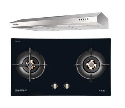 Mayer MMGH7721HI 76cm 2 Burner Glass Gas Hob + MMSL901SM 90 Cm Slimline Hood - Image 2