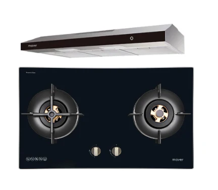 Mayer MMGH7721HI 76cm 2 Burner Glass Gas Hob + MMSL902BE 90cm Slimline Hood - Image 2