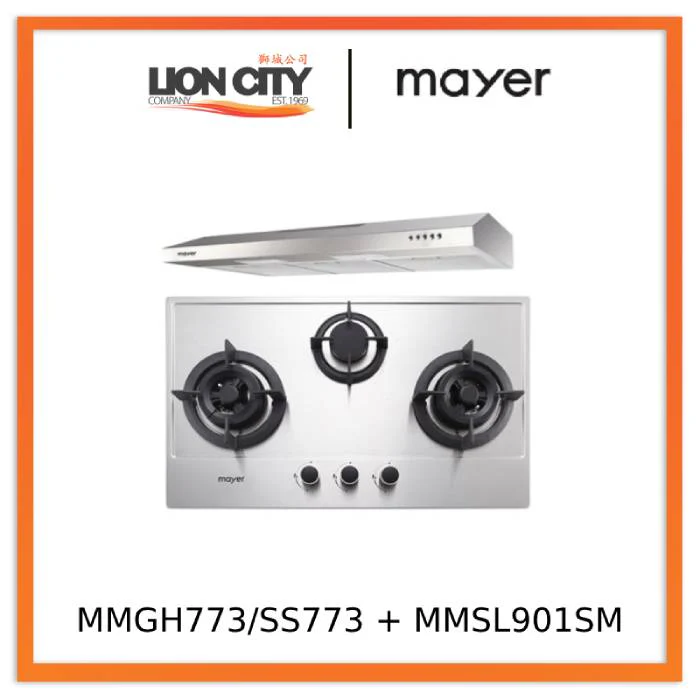 Mayer MMGH773/SS773 Built-In Gas Hob 3 Burners + MMSL901SM 90 Cm Slimline Hood - Image 3