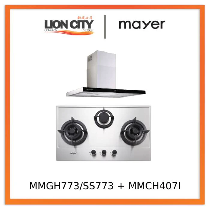Mayer MMGH773/SS773 Built-In Gas Hob 3 Burners + MMCH407I 90cm Chimney Hood - Image 3