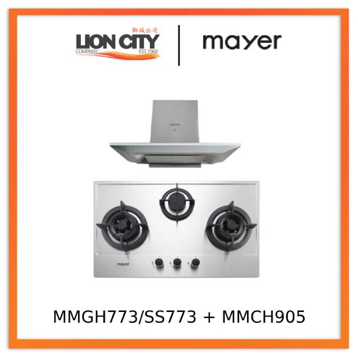 Mayer MMGH773/SS773 Built-In Gas Hob 3 Burners + MMCH905 90cm Chimney Hood - Image 3