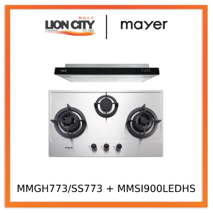 Mayer MMGH773/SS773 Built-In Gas Hob 3 Burners + MMSI900LEDHS 90cm Semi-integrated Slimline Hood - Image 3