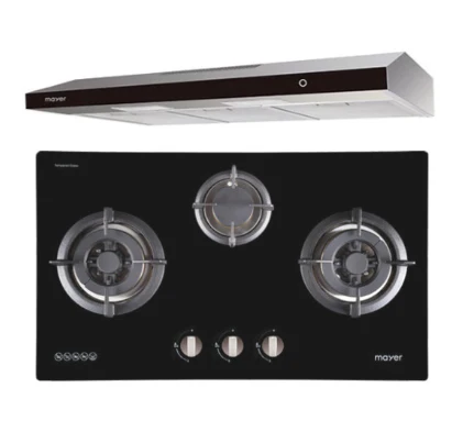 Mayer MMGH773/SS773 Built-In Gas Hob 3 Burners + MMSL902BE 90cm Slimline Hood - Image 2
