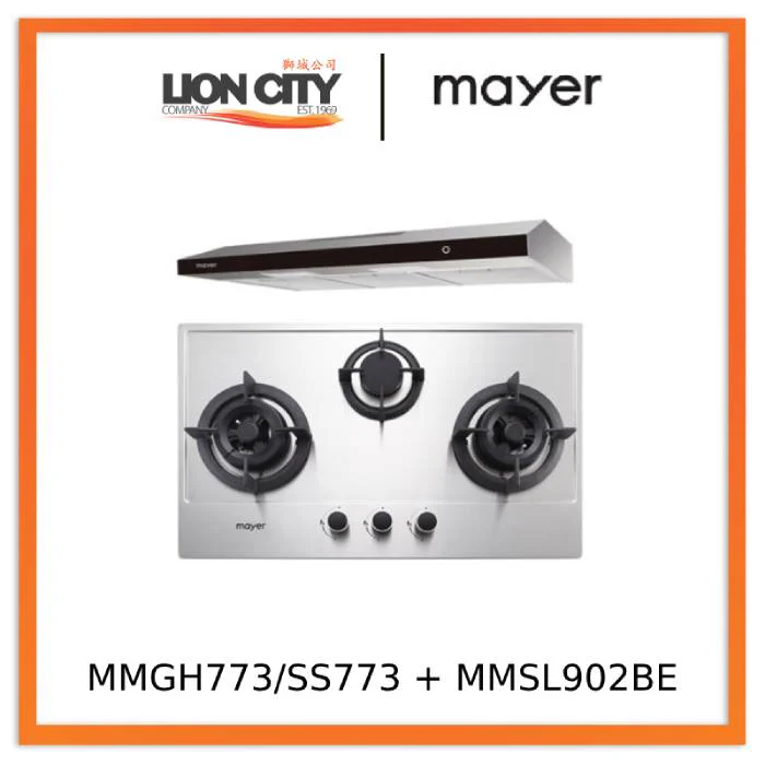 Mayer MMGH773/SS773 Built-In Gas Hob 3 Burners + MMSL902BE 90cm Slimline Hood - Image 3