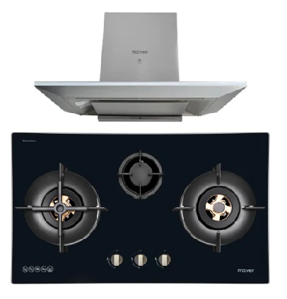 Mayer MMGH7731HI 76cm 3 Burner Glass Gas Hob + MMCH905 90cm Chimney Hood - Image 2