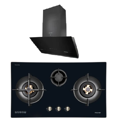Mayer MMGH7731HI 76cm 3 Burner Glass Gas Hob + MMSH8099-L Angled Chimney Hood - Image 4