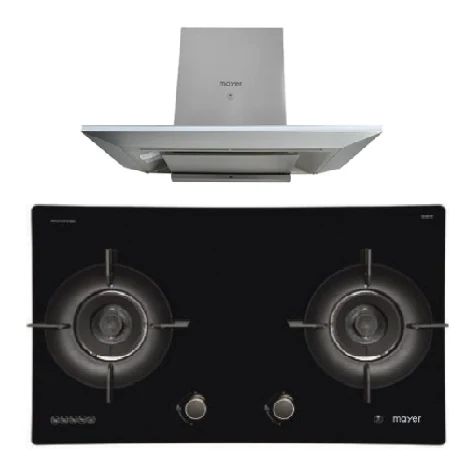 Mayer MMGH792HE 76cm 2 Burner Glass Gas Hob + MMCH905 90cm Chimney Hood - Image 2
