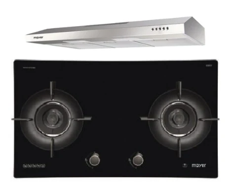 Mayer MMGH792HE 76cm 2 Burner Glass Gas Hob + MMSL901SM 90 Cm Slimline Hood - Image 2