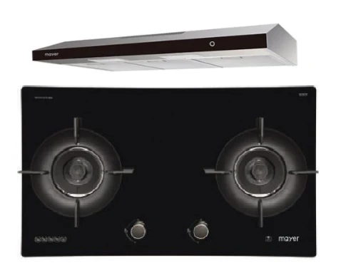 Mayer MMGH792HE 76cm 2 Burner Glass Gas Hob + MMSL902BE  90cm Slimline Hood - Image 2