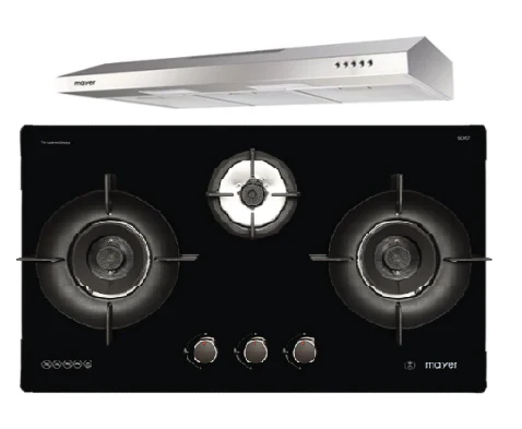 Mayer MMGH793HE 76cm 3 Burner Gas Hob + MMSL901SM 90 Cm Slimline Hood - Image 2
