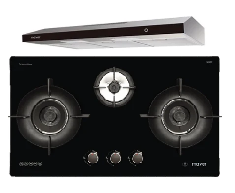 Mayer MMGH793HE 76cm 3 Burner Gas Hob + MMSL902BE  90cm Slimline Hood - Image 2