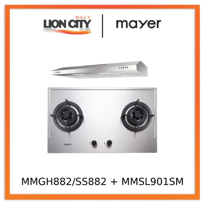 Mayer MMGH882/SS882 Built-In Gas Hob 2 Burners + MMSL901SM 90 Cm Slimline Hood - Image 3