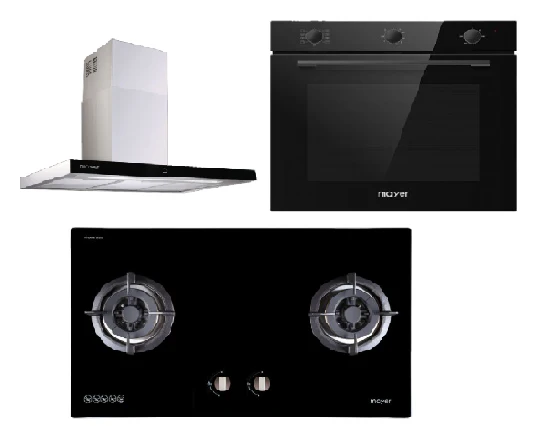 Mayer MMGH882/SS882 Built-In Gas Hob 2 Burners + MMCH407I 90cm Chimney Hood + MMDO8R 60 cm Built-in Oven with Smoke Ventilation - Image 2