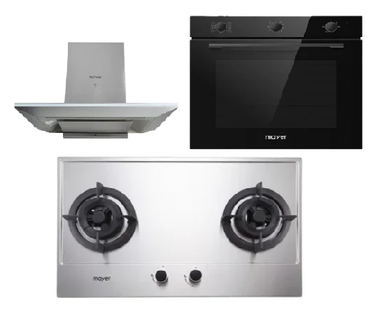 Mayer MMGH882/SS882 Built-In Gas Hob 2 Burners + MMCH905 90cm Chimney Hood + MMDO8R 60 cm Built-in Oven with Smoke Ventilation - Image 4