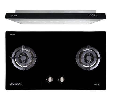 Mayer MMGH882/SS882 Built-In Gas Hob 2 Burners + MMSI900LEDHS 90cm Semi-integrated Slimline Hood - Image 2
