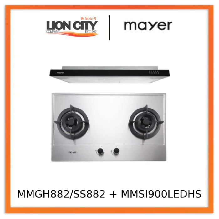 Mayer MMGH882/SS882 Built-In Gas Hob 2 Burners + MMSI900LEDHS 90cm Semi-integrated Slimline Hood - Image 3