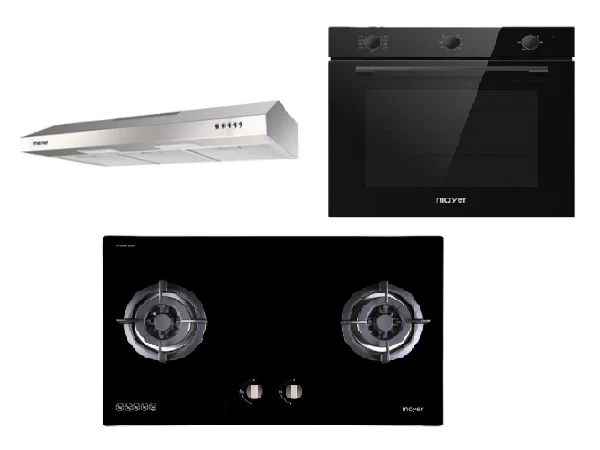 Mayer MMGH882/SS882 Built-In Gas Hob 2 Burners + MMSL901SM 90 Cm Slimline Hood + MMDO8R 60 cm Built-in Oven with Smoke Ventilation - Image 2