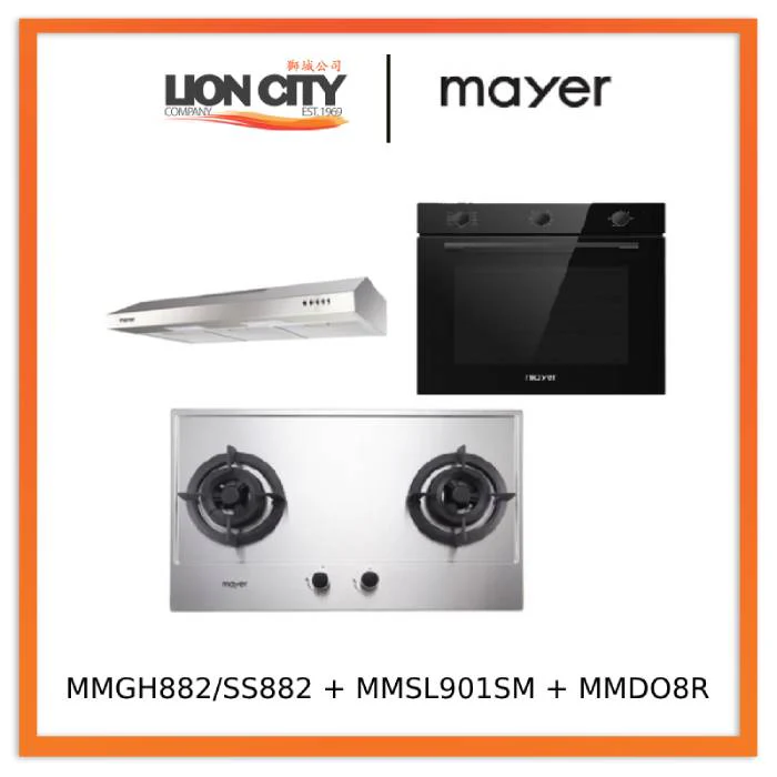 Mayer MMGH882/SS882 Built-In Gas Hob 2 Burners + MMSL901SM 90 Cm Slimline Hood + MMDO8R 60 cm Built-in Oven with Smoke Ventilation - Image 3