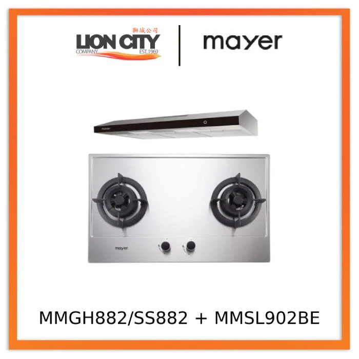 Mayer MMGH882/SS882 Built-In Gas Hob 2 Burners + MMSL902BE  90cm Slimline Hood - Image 3