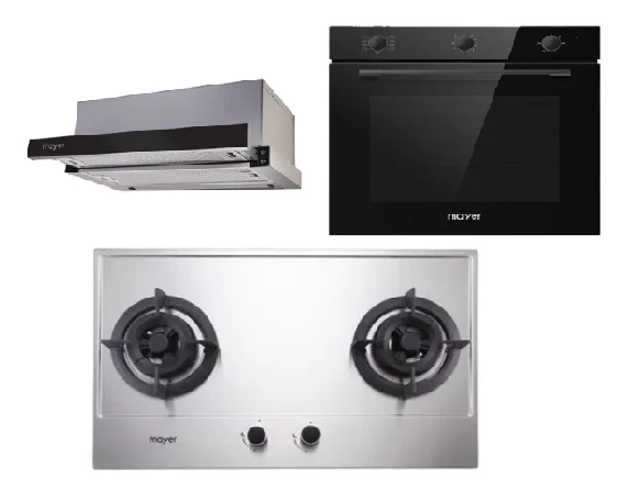 Mayer MMGH882/SS882 Built-In Gas Hob 2 Burners + MMTH90 Telescopic Hood (90CM) + MMDO8R 60 cm Built-in Oven with Smoke Ventilation - Image 4