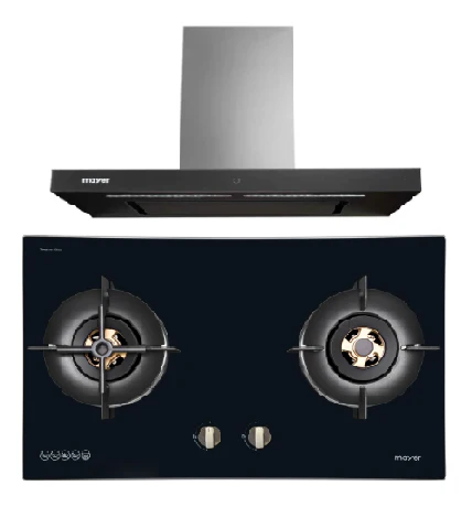 Mayer MMGH8821HI 86cm 2 Burner Glass Gas Hob + MMBCH900I Chimney Hood - Image 2