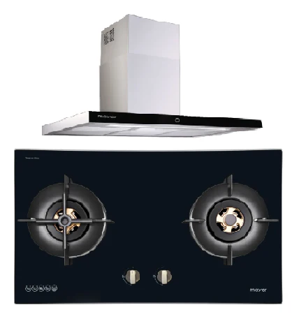 Mayer MMGH8821HI 86cm 2 Burner Glass Gas Hob + MMCH407I 90cm Chimney Hood - Image 2