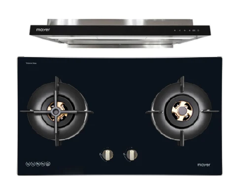 Mayer MMGH8821HI 86cm 2 Burner Glass Gas Hob + MMSI903OT Cm Semi-integrated Hood With Oil Tray - Image 2