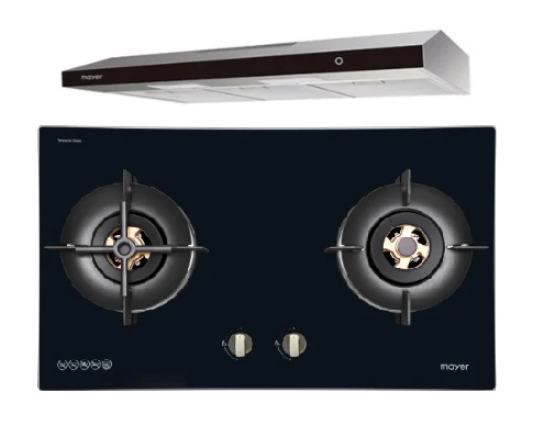 Mayer MMGH8821HI 86cm 2 Burner Glass Gas Hob + MMSL902BE  90cm Slimline Hood - Image 2