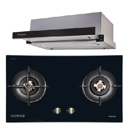 Mayer MMGH8821HI 86cm 2 Burner Glass Gas Hob + MMTH90 Telescopic Hood - Image 2