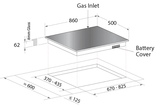 Mayer MMSS883HI/MMGH883HI 86 cm 3 Burner Glass Gas Hob - Image 5