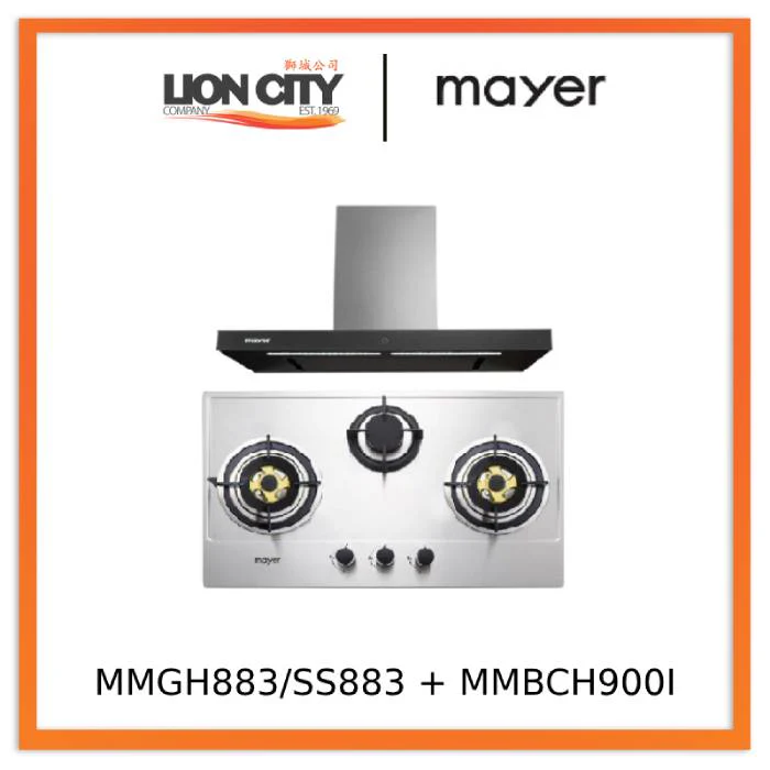 Mayer MMGH883/SS883 86cm 3 Burner Stainless Steel Gas Hob + MMBCH900I Chimney Hood - Image 3