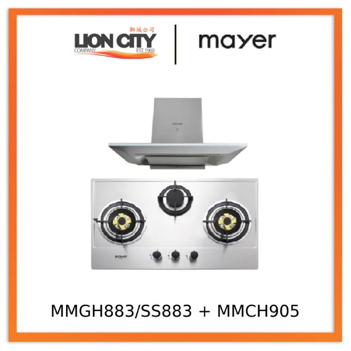 Mayer MMGH883/SS883 86cm 3 Burner Stainless Steel Gas Hob + MMCH905 90cm Chimney Hood - Image 3