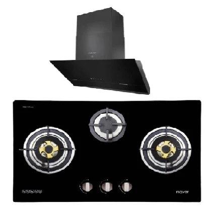 Mayer MMGH883/SS883 86cm 3 Burner Stainless Steel Gas Hob + MMSH8099-L Angled Chimney Hood - Image 2