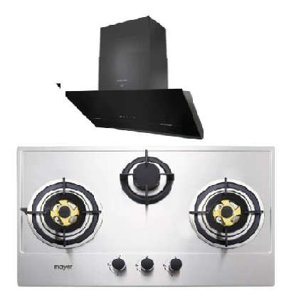 Mayer MMGH883/SS883 86cm 3 Burner Stainless Steel Gas Hob + MMSH8099-L Angled Chimney Hood - Image 4