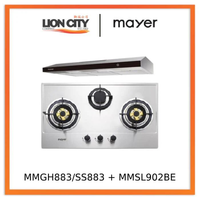 Mayer MMGH883/SS883 86cm 3 Burner Stainless Steel Gas Hob + MMSI900LEDHS 90cm Semi-integrated Slimline Hood - Image 9