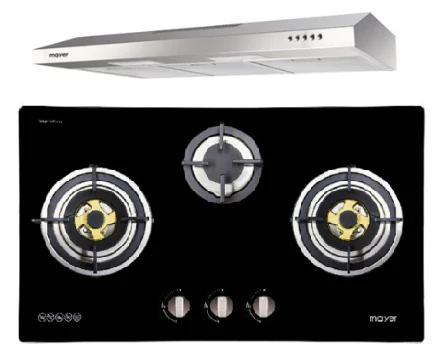 Mayer MMGH883/SS883 86cm 3 Burner Stainless Steel Gas Hob + MMSL901SM 90 Cm Slimline Hood - Image 2