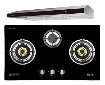 Mayer MMGH883/SS883 86cm 3 Burner Stainless Steel Gas Hob + MMSL902BE  90cm Slimline Hood - Image 2