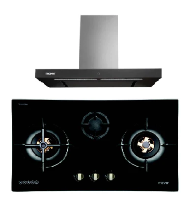 Mayer MMGH8831HI 86cm 3 Burner Glass Gas Hob + MMBCH900I Chimney Hood - Image 2