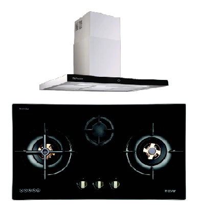 Mayer MMGH8831HI 86cm 3 Burner Glass Gas Hob + MMCH407I 90cm Chimney Hood - Image 2