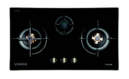 Mayer MMGH8831HI 86cm 3 Burner Glass Gas Hob + MMSH8099-L Angled Chimney Hood - Image 3