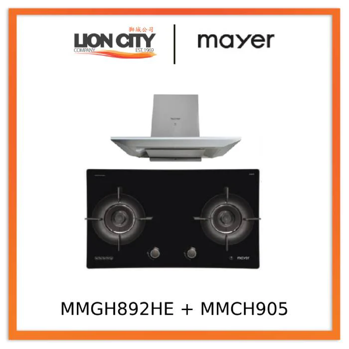 Mayer MMGH892HE 86cm 2 Burner Gas Hob + MMCH905 90cm Chimney Hood