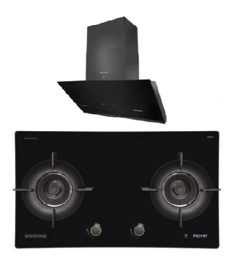 Mayer MMGH892HE 86cm 2 Burner Gas Hob + MMSH8099-L Angled Chimney Hood - Image 2