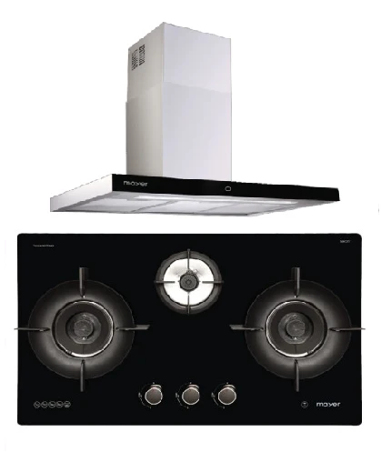 Mayer MMGH893HE 86cm 3 Burner Gas Hob + MMCH407I 90cm Chimney Hood - Image 2